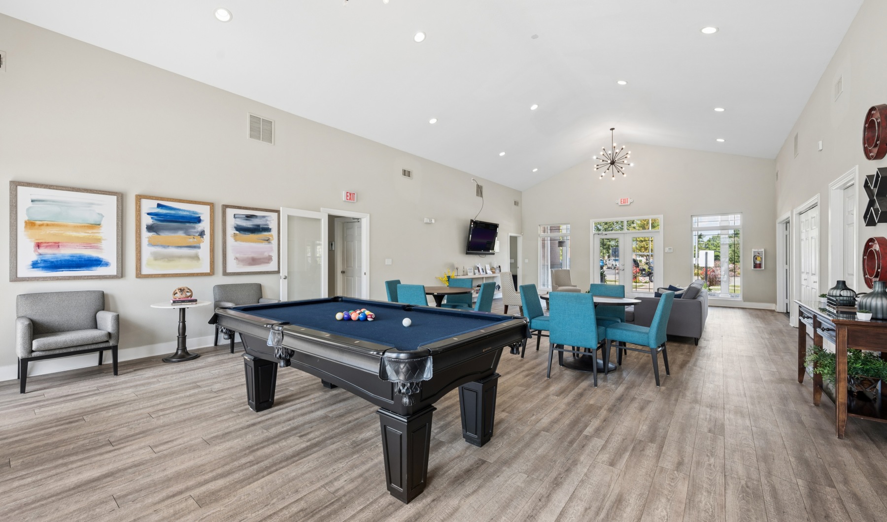 a pool table in a room